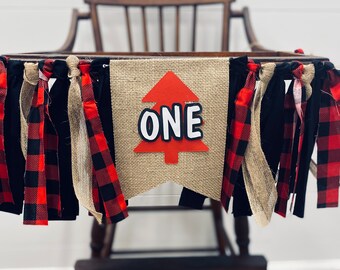 Christmas Birthday - holiday birthday - BUFFALO CHECK - Highchair banner