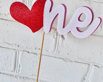 Valentines Birthday - first Birthday  - Cake Topper - hearts