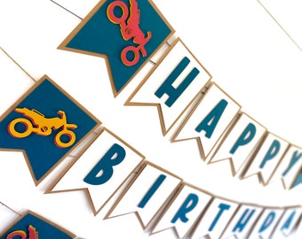 Dirt Bike - Motorcycle Birthday - Happy Birthday banner - motorcycle party