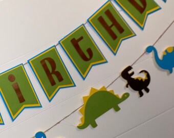 Dinosaur Happy Birthday Banner - two strands - Dino party