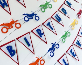 Dirt Bike - Motorcycle Birthday - Happy Birthday banner - motorcycle party
