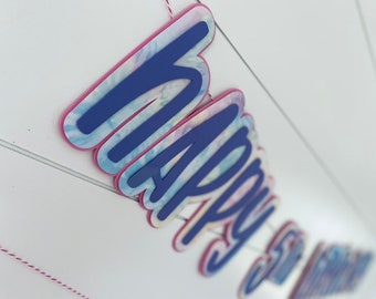 Tie-dye Happy Birthday Personalized Name banner - Tie Dye birthday