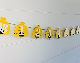Honey Bee Birthday Monthly Milestone Banner
