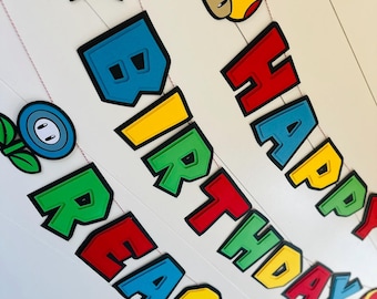 Super Mario Brothers - Customizable Happy Birthday Banner