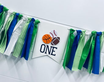 Multi-Sport - Baseball, Basketball, Football- Birthday Highchair Banner