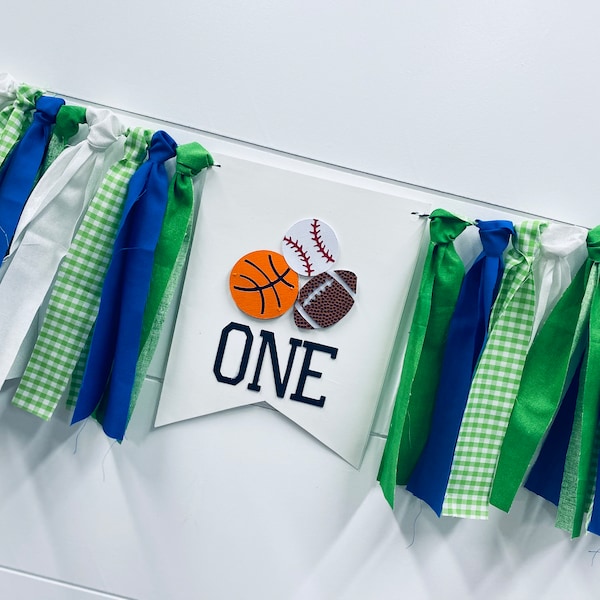 Multi-Sport - Baseball, Basketball, Football- Birthday Highchair Banner