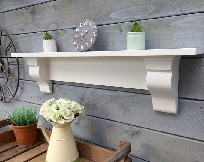 Victorian Style Mantel Shelf, Fireplace Mantel Oak Shelf With Corbels