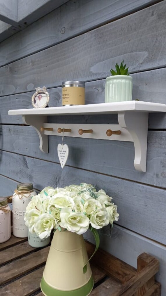 Shaker Peg Shelf Wooden Shelf Shabby Chic Shelf Kitchen Etsy UK