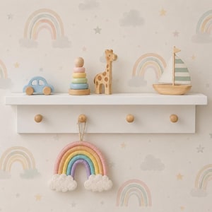 Hardwood Shaker Peg Shelf: Tulip Wood, Birch Pegs, Painted Finish