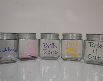 BRAND NEW- adult humor bathroom storage jars/simple bathroom storage for hygiene products/ bathroom container/glass bathroom jars