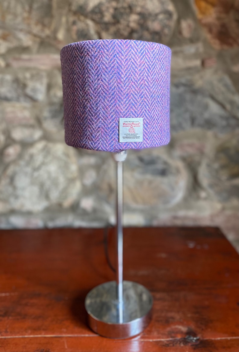 Small/mini Harris Tweed Lampshade Various colour and designs BluePinkHerringbone