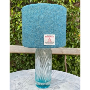 Paralume a tamburo in autentico Harris Tweed - Blu Mare delle Ebridi
