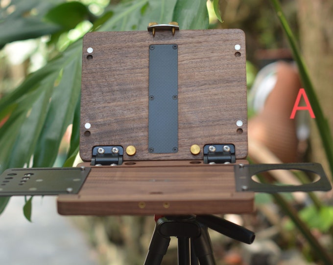 Walnut Wood Travel Easel: Portable Artist Painting Box with Tripod Mount