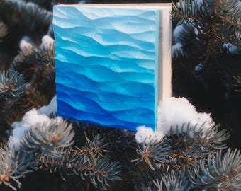 Touching the Forms of Waves / Meadows / Birch Groves  Handcrafted Wooden Engraving Cover Cotton Pulp Inner Pages, Thread Bound Artist's Gift