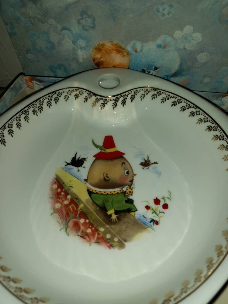 Assiette Enfant Vintage avec Réserve Eau Chaude Pour Garder La Nourriture Au Chaud