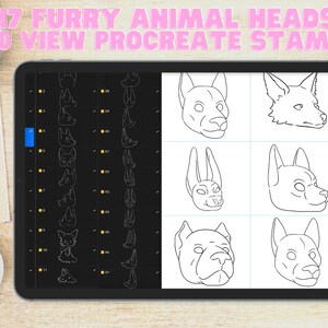 47 Furry Animal Heads 360 View Procreate Stamps (Only 5 Different Animals)