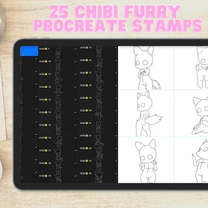25 Chibi Furry Procreate Stamps