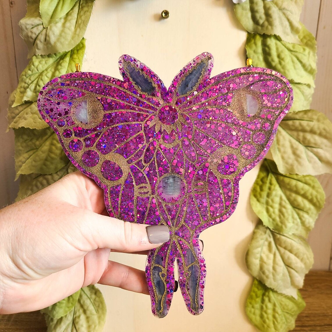 Luna Moth Crystals and Glitter Wall Hanging Etsy New Zealand