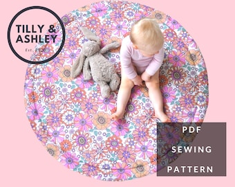 Reversible baby play mat PDF sewing pattern, Padded baby play mat pattern, Round baby play mat, Play mat sewing pattern, Nursery mat pattern