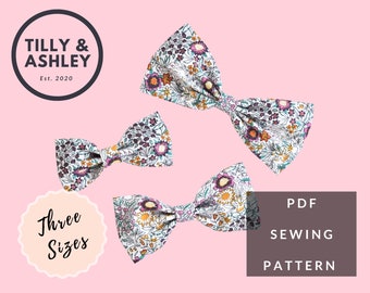 Easy fabric hair bow PDF sewing pattern Baby bow headband Hair bow sewing PDF pattern Baby hair bow PDF pattern Pet bow tie pattern Girl Bow