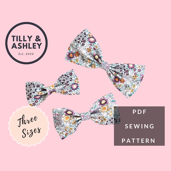 Easy fabric hair bow PDF sewing pattern Baby bow headband Hair bow sewing PDF pattern Baby hair bow PDF pattern Pet bow tie pattern Girl Bow