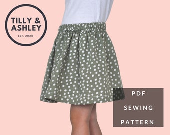 Girls skirt PDF sewing pattern, 9 sizes, Skirt pattern, Simple skirt sewing pattern, Kids skirt PDF pattern, Toddler skirt sewing pattern