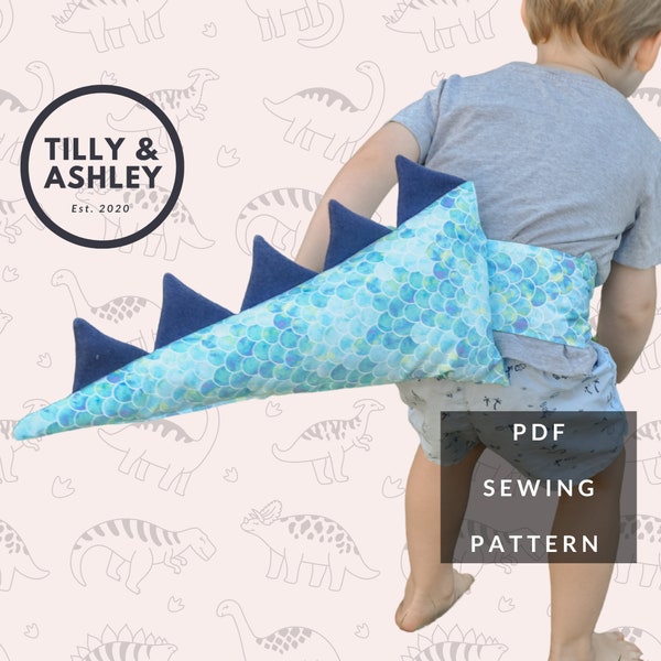 Dinosaur tail sewing pattern, Dinosaur tail pattern, Kids costume sewing pattern, Halloween costume PDF pattern, Dinosaur costume pattern