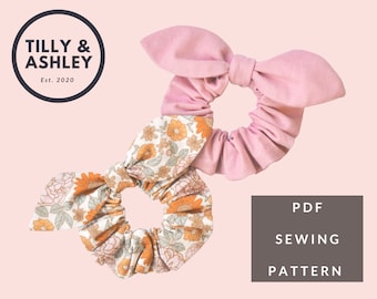 Bunny ear scrunchie sewing PDF pattern Scrunchie pattern Scrunchie sewing pattern Scarf scrunchie Kids scrunchie Adult scrunchie Easy Sewing