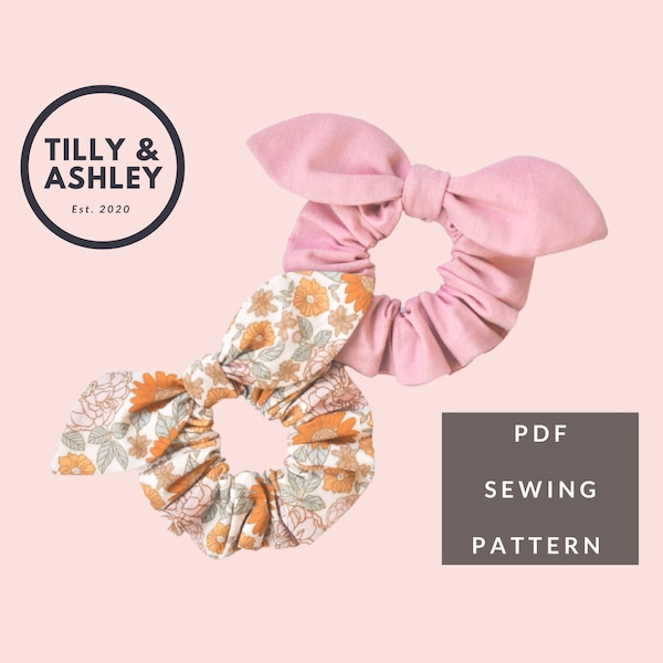 Bunny ear scrunchie sewing PDF pattern Scrunchie pattern Scrunchie sewing pattern Scarf scrunchie Kids scrunchie Adult scrunchie Easy Sewing