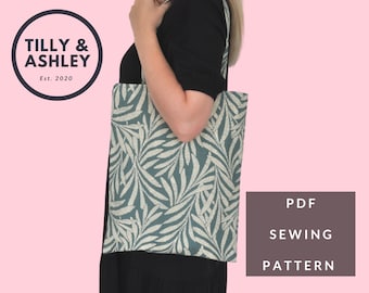Tote Bag PDF sewing pattern, Lined tote bag sewing pattern, Bag sewing pattern, Reusable shopping bags, Market bag pattern, Eco bags