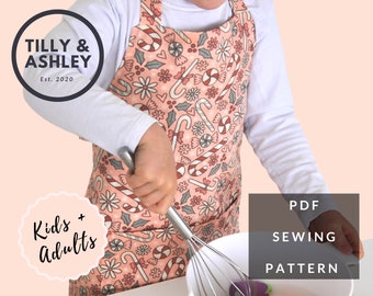 Reversible apron PDF sewing pattern, Toddler to Adult sizes, Beginner friendly sewing pattern, Apron sewing pattern, Teacher gifts, DIY gift