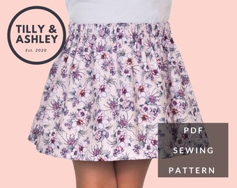 Girls skirt PDF sewing pattern, 9 sizes, Skirt pattern, Simple skirt sewing pattern, Kids skirt PDF pattern, Toddler skirt sewing pattern
