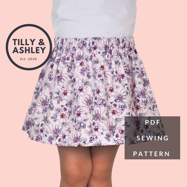 Girls skirt PDF sewing pattern, 9 sizes, Skirt pattern, Simple skirt sewing pattern, Kids skirt PDF pattern, Toddler skirt sewing pattern