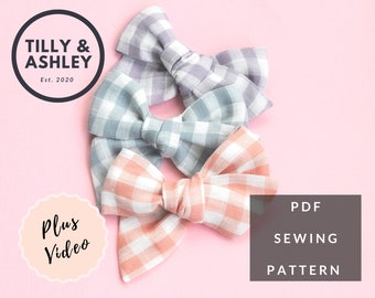 Hair bow sewing pattern PDF Baby hair bow pattern Baby bow headband Baby sewing pattern Baby headband Hair bow template PDF sewing pattern