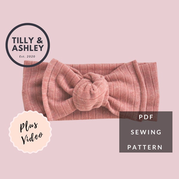 Topknot headband sewing PDF pattern Baby hair bow pattern Mama & Me Baby headband sewing pattern Knot bow headwrap Video Tutorial Top Knot