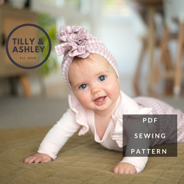 Triple knot turban PDF sewing pattern Baby turban pattern Toddler turban pattern Knot bow turban sewing pdf pattern Baby headwrap pattern