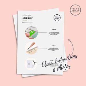 May include: Instructions for creating clear photos with a printable template. The instructions include steps for printing, checking measurements, and taping photos to the template. The template is designed to create a clear and professional look for photos.