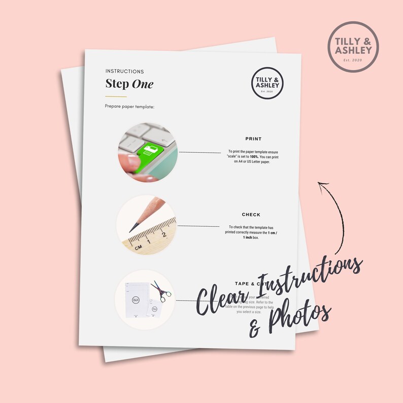 May include: Instructions for creating clear photos with a printable template. The instructions include steps for printing, checking measurements, and taping photos to the template. The template is designed to create a clear and professional look for photos.