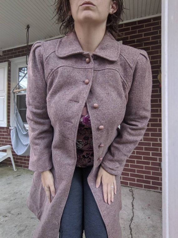 Dusty rose princess coat, 1970s, medium-large