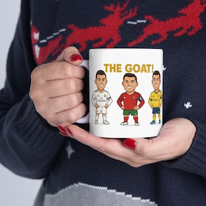 Cristiano Ronaldo die ZIEGEN-Keramik-Becher | Lustiges Sport Geschenk | Fußball-Fan-Tasse | Portugal, Real Madrid, Al Nassar | Ideal für Zuhause & im Büro