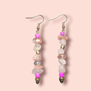Custom Stone Drop Earrings with Positive Stone Accents