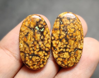 Pair of Ocean Jasper Smooth Cabochon, Top Grade Quality of Oval Shape Ocean Jasper Cabochon for making Jewelry.