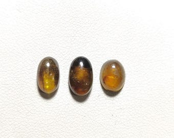 Cabochons ovales en tourmaline naturelle, fabrication de bijoux, 4 carats, 3 pièces