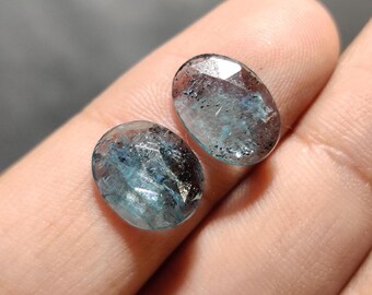 2 Teal Moss Kyanite Faceted Gemstones, Jewelry Making