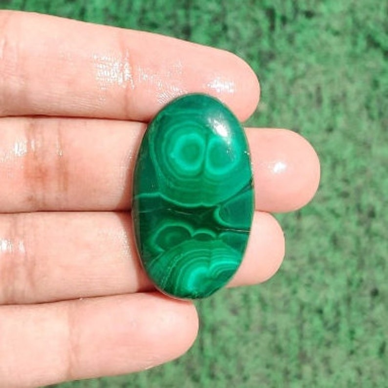 Natural Malachite Smooth Cabochon, Good Fortune Quality of Oval Shape