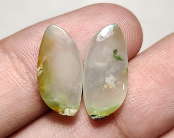 Pair Natural Boulder Aqua Chrysoprase Smooth Cabochon, Gorgeous Quality of Fancy Shape Chrysoprase Cabochon for making Jewelry.