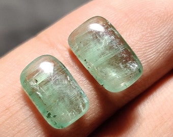 2 Pieces of Emerald Green Kyanite Smooth Cabochon, Top Grade Quality of Radiant Shape Emerald Green Kyanite Cabochon for making Jewelry,