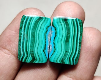 Chrysocolla Malachite Pair Smooth Cabochon, Top Grade Quality of Square Shape Chrysocolla Malachite Pair Cabochon for making Jewelry.