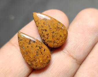 Pair of Ocean Jasper Smooth Cabochon, Top Grade Quality of Pear Shape Ocean Jasper Cabochon for making Jewelry.