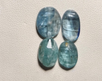 Paraiba Aqua Kyanite Gemstones, Faceted Oval Cut, Jewelry Making (4 Pieces , 10x7x3 - 12x10x3mm)